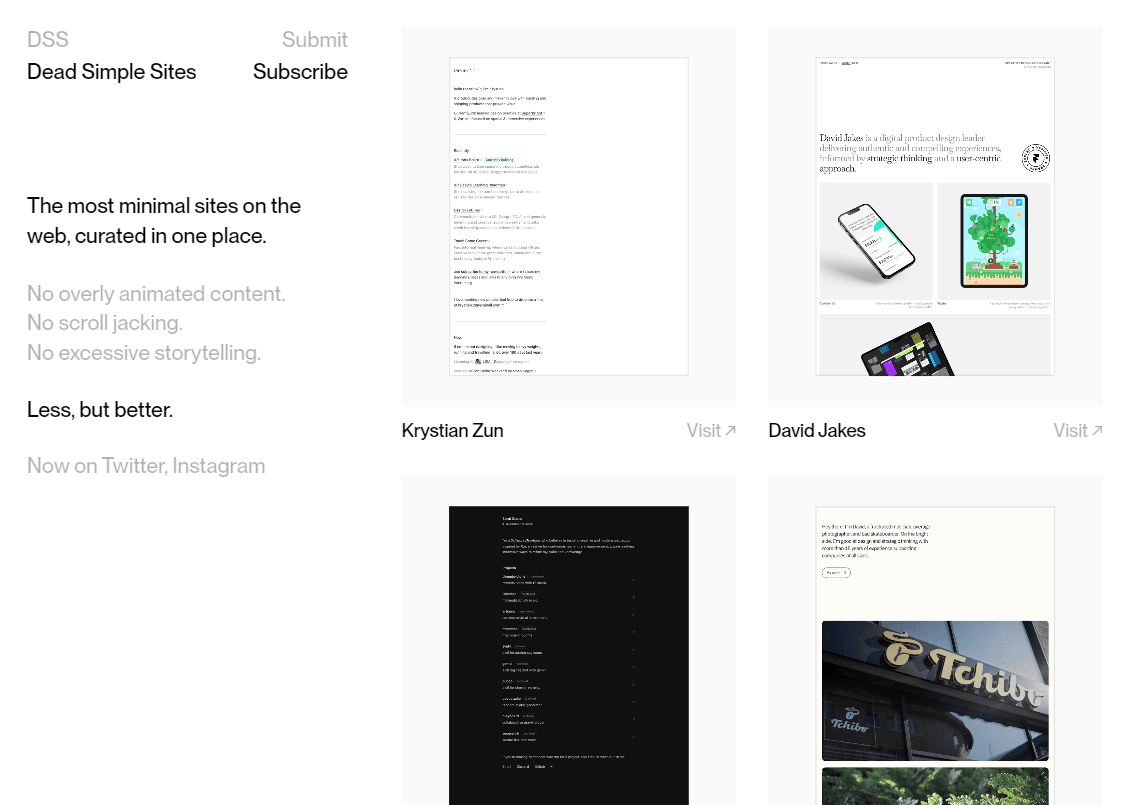 Dead Simple Sites: Minimal Website Inspiration
