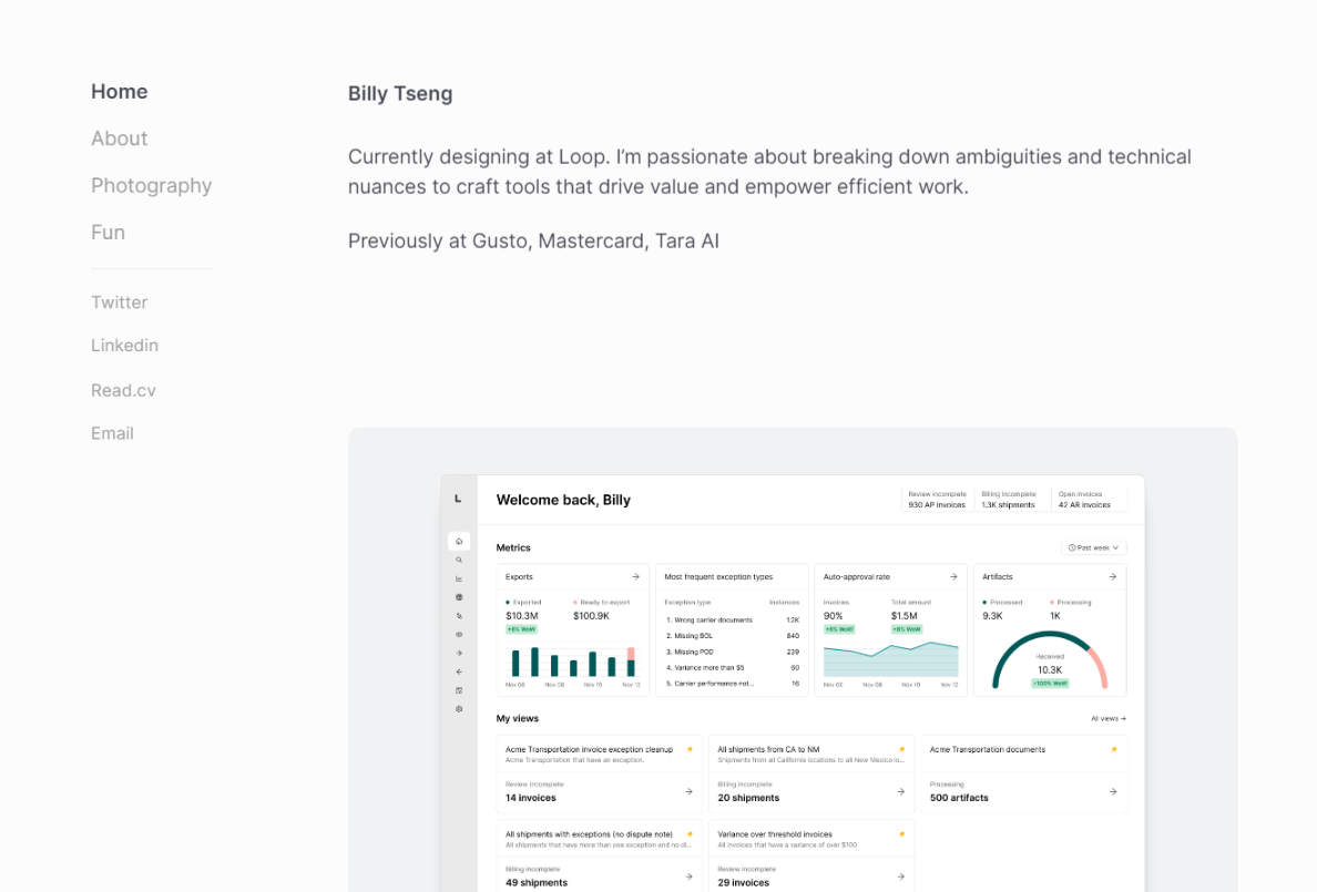 Billy Tseng | Product Designer at Loop