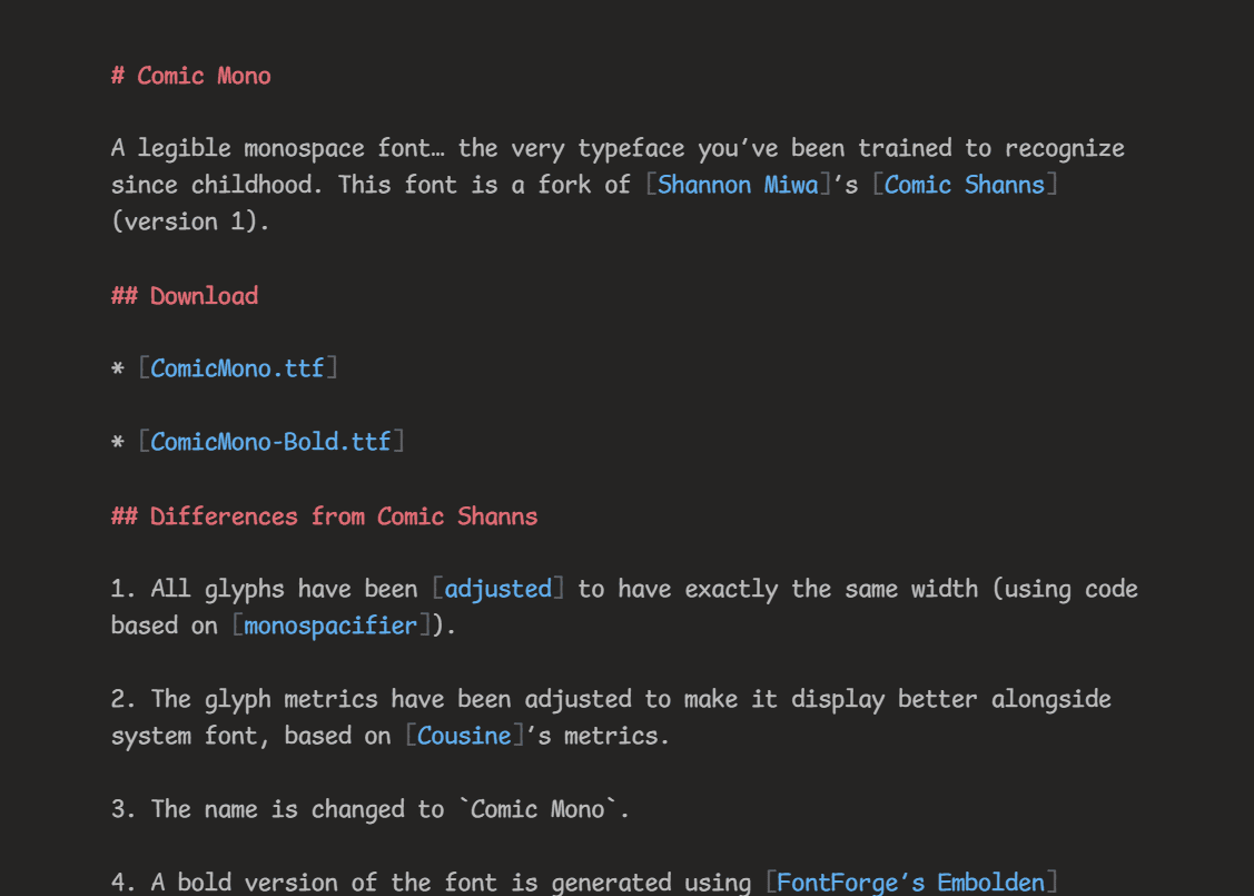 Comic Mono: A legible monospace font