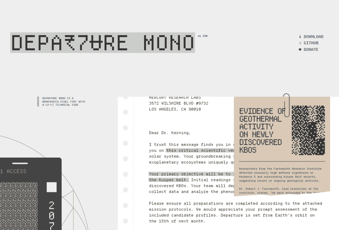 Departure Mono: A Monospaced Font